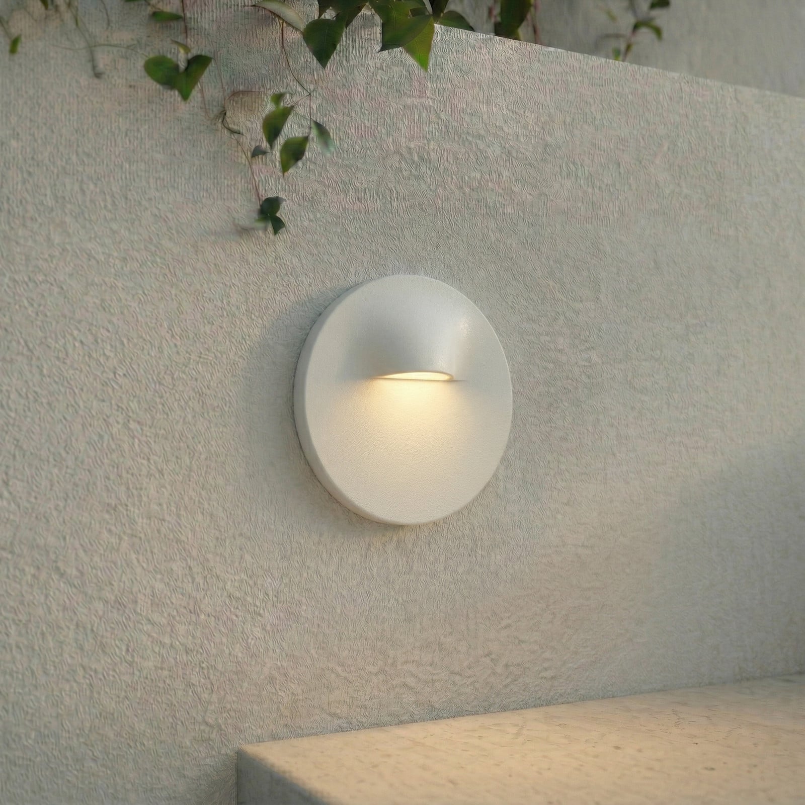 Lámpara de pared LED empotrable Alune, redonda, blanca, IP65, Ø 8 cm - Lindby - Moderno - Aluminio