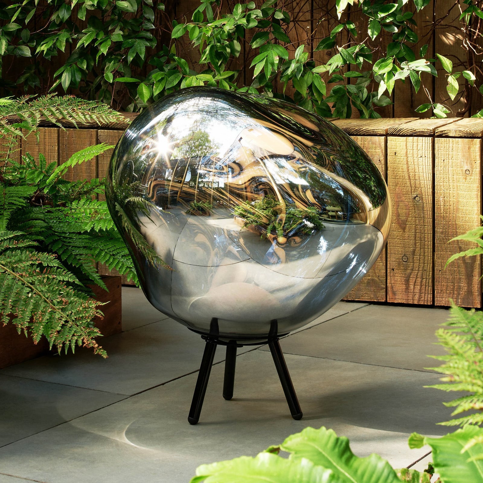 Lámpara de pie Melt Portable Silver Black - Tom Dixon - Sala de estar / salón - Diseño - Plástico - Trípode
