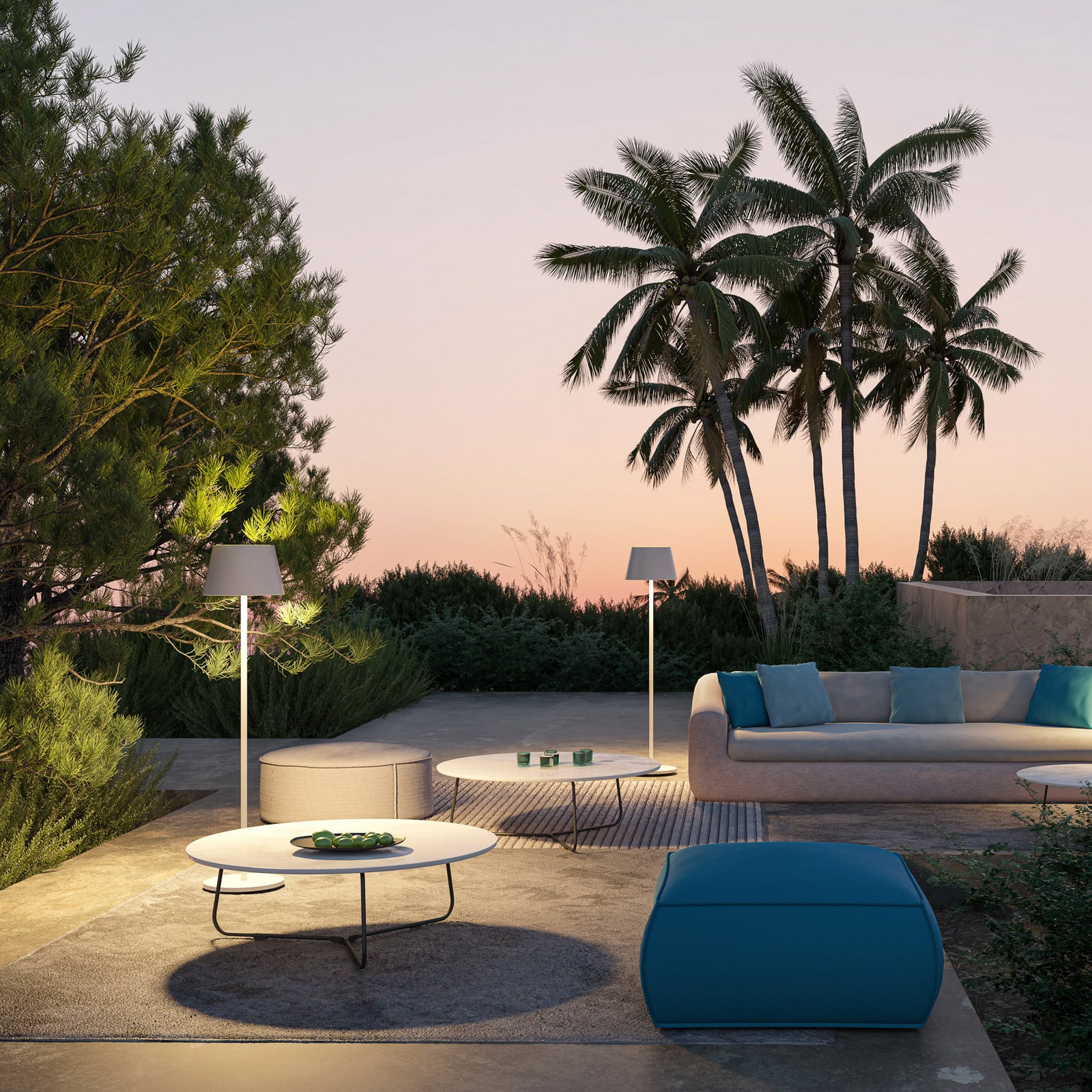 Lámpara de pie portátil Modi IP65 Blanca - LOOM DESIGN - Terraza - Moderno - Aluminio - Con pantalla