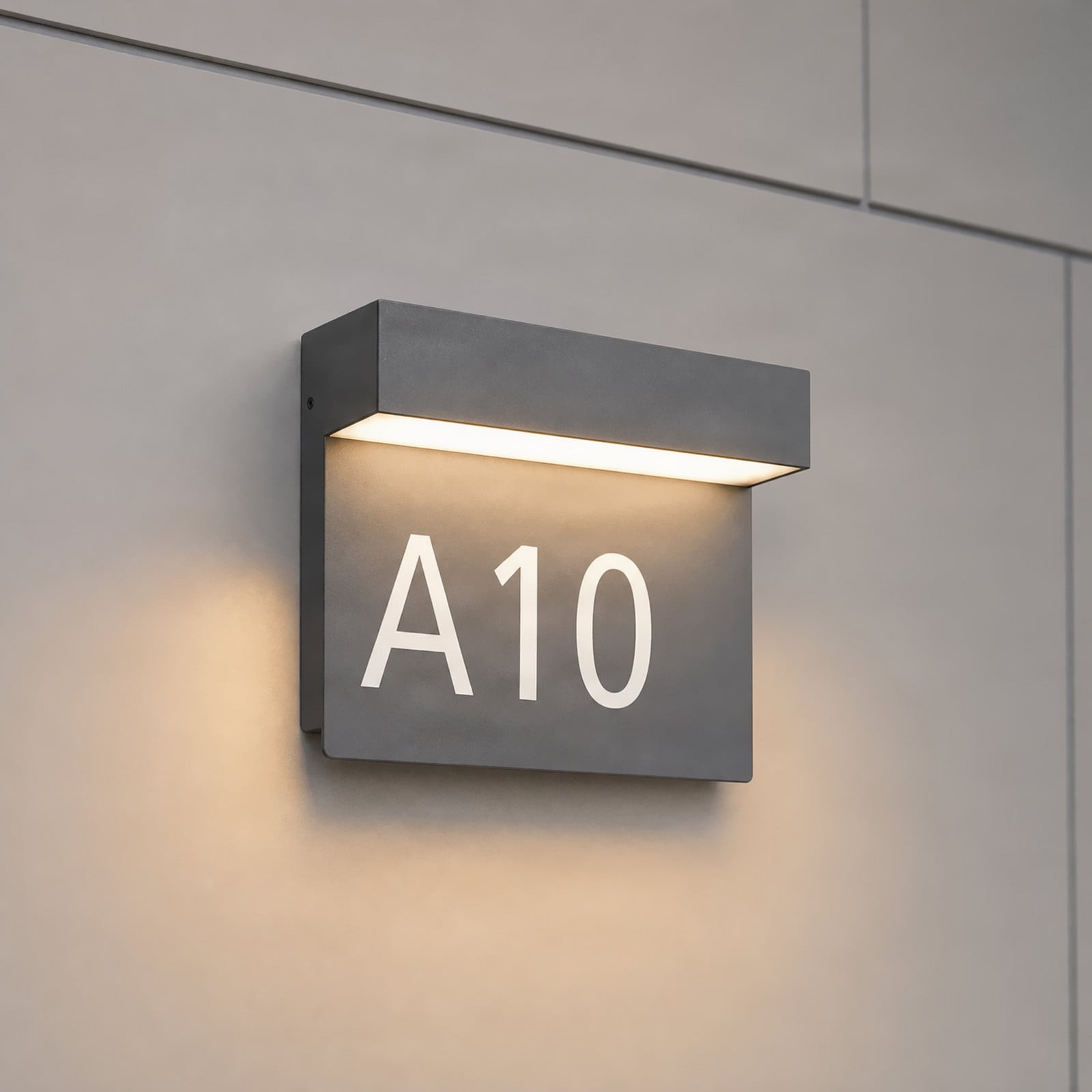 Lámpara LED para números de puerta Kalero, sensor crepuscular, CCT - Lucande - Moderno - Metal - Angular