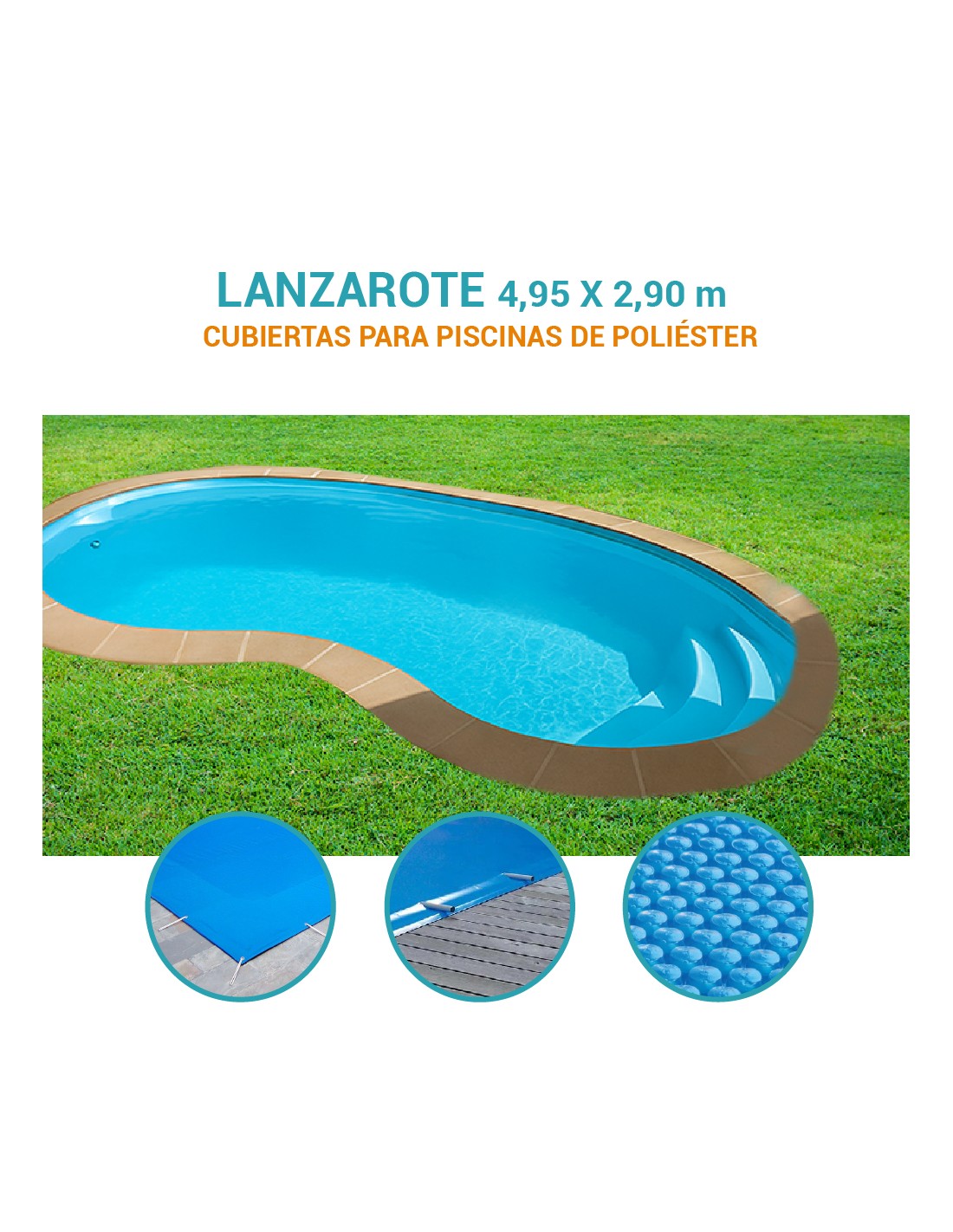 Lanzarote | 4,95 x 2,90m | Cubiertas piscina de poliéster Europa