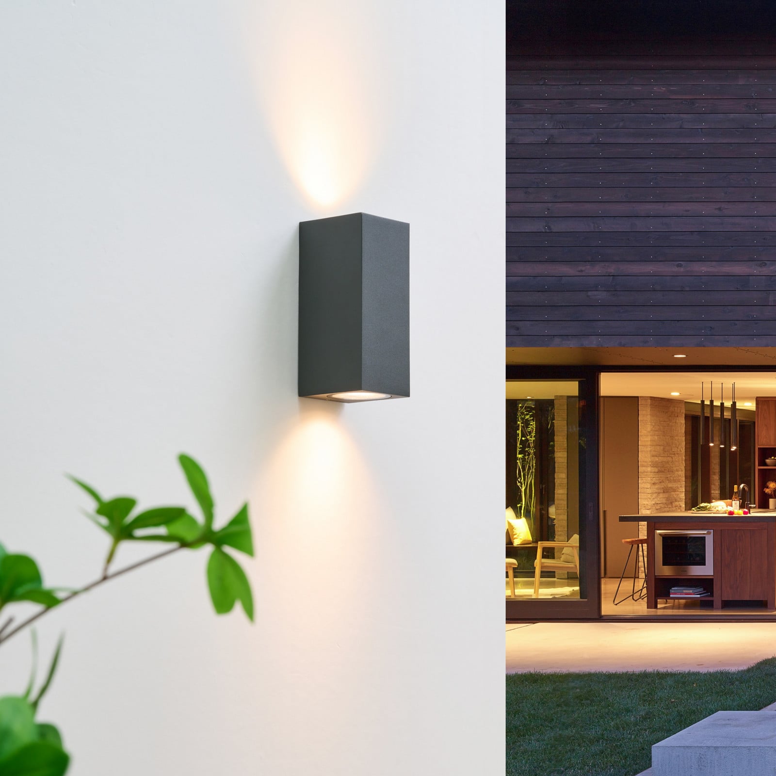 Lavina Up/Down Aplique Pared Exterior Dark Grey - Lucande - Balcón - Moderno - Metal - Angular