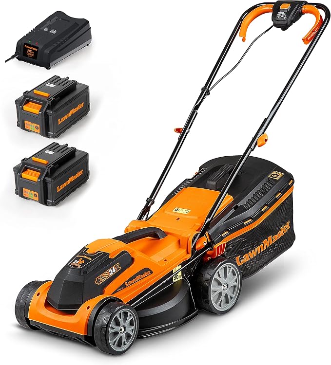 LawnMaster Cortacésped batería 24V 34cm, 2 baterías, 300m²