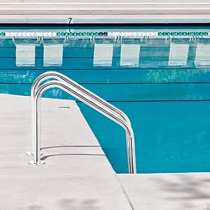 LIFEZEAL Escalera de Piscina de 3 peldaños de Acero Inoxidable 304, Escalera de Piscina en Forma de U con escalones Antideslizantes y pasamanos Curvo, Ideal para Piscina, SPA, Parque