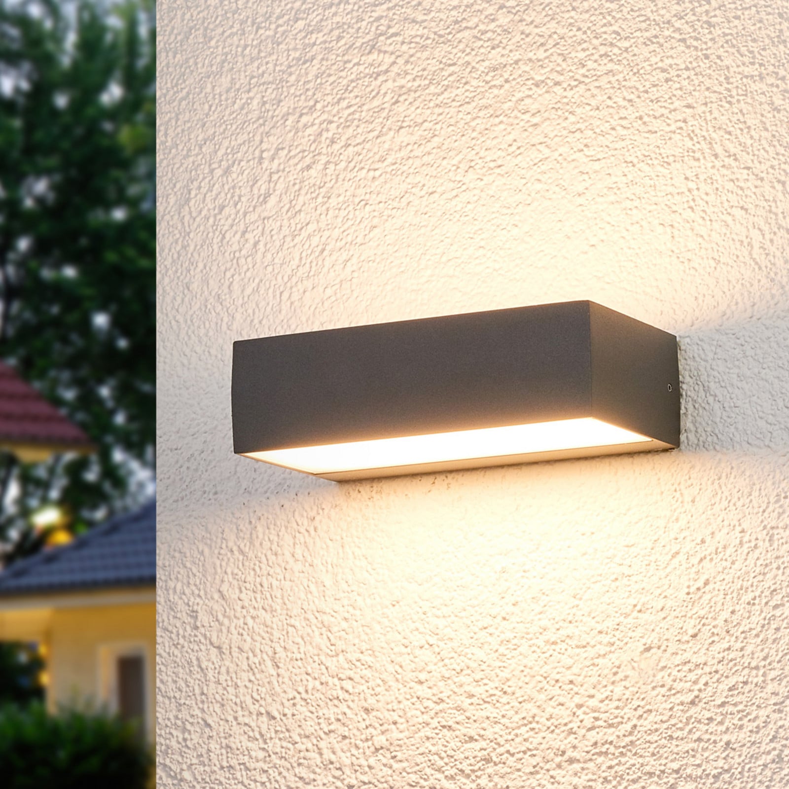 Lissi Aplique Exterior IP54 Dark Grey - Lucande - Terraza - Moderno - Plástico - Angular