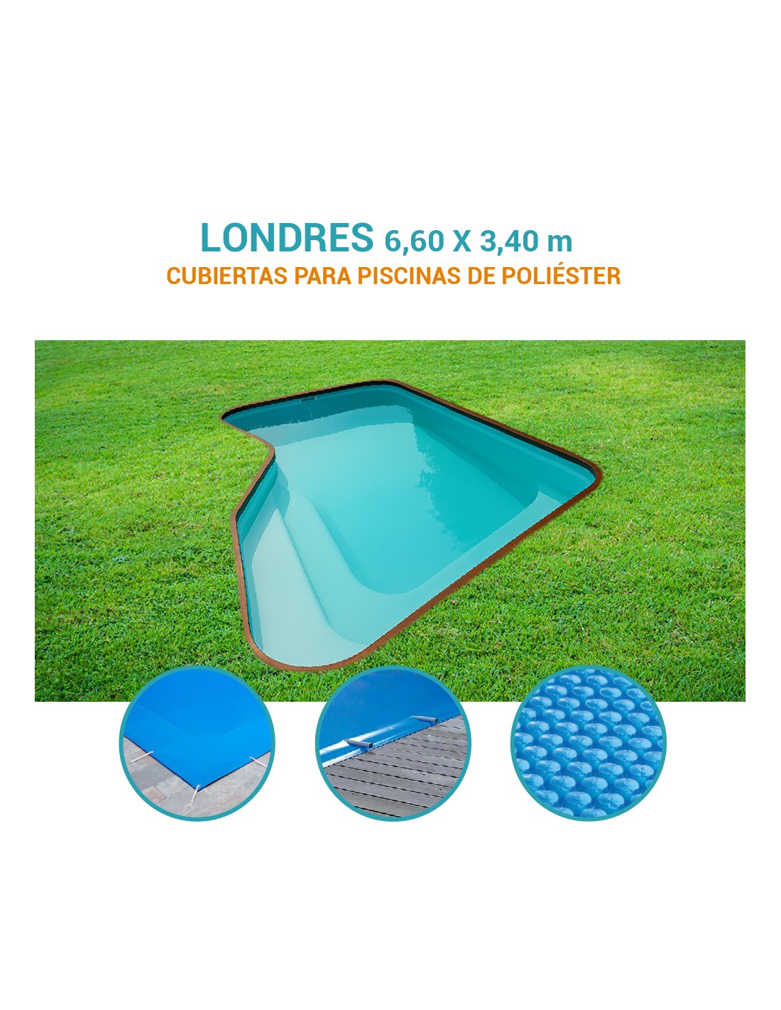 Londres | 6,60 x 3,40m | Cubiertas piscina de poliéster Europa