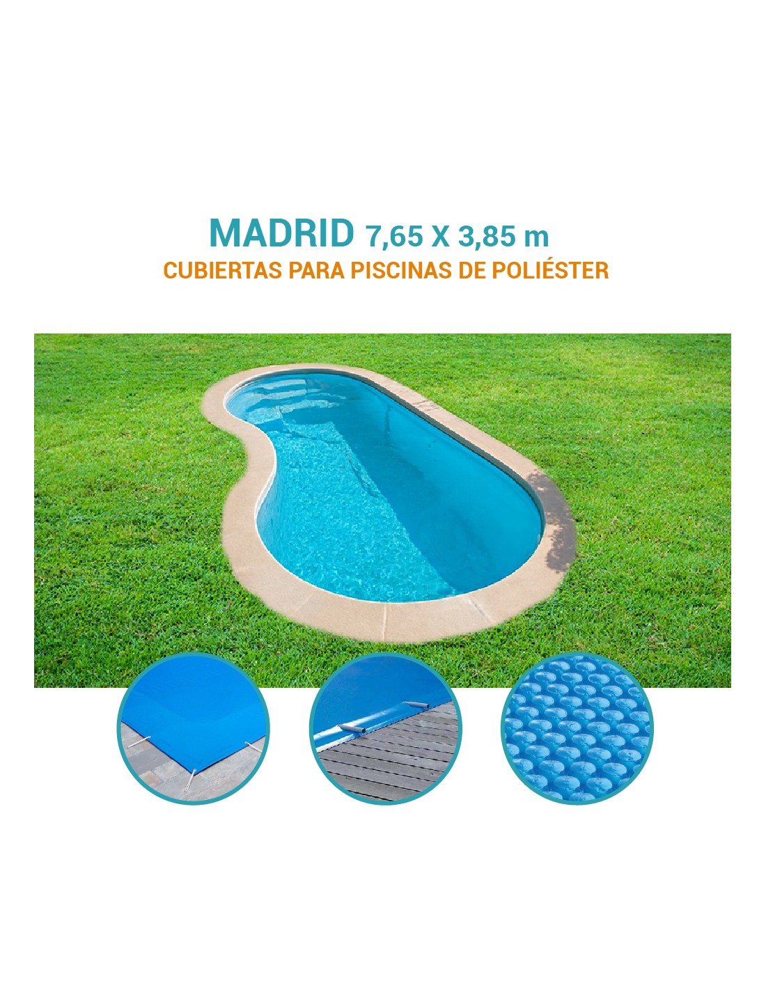 Madrid| 7,65 x 3,85m | Cubiertas piscina de poliéster Europa