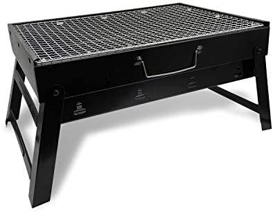 Maestro MR-1010 Grill BBQ Barbacoa Portátil con Parrilla de Carbón y Rejilla Barbacoa de Mesa Parrilla de Camping Plegable en Maleta