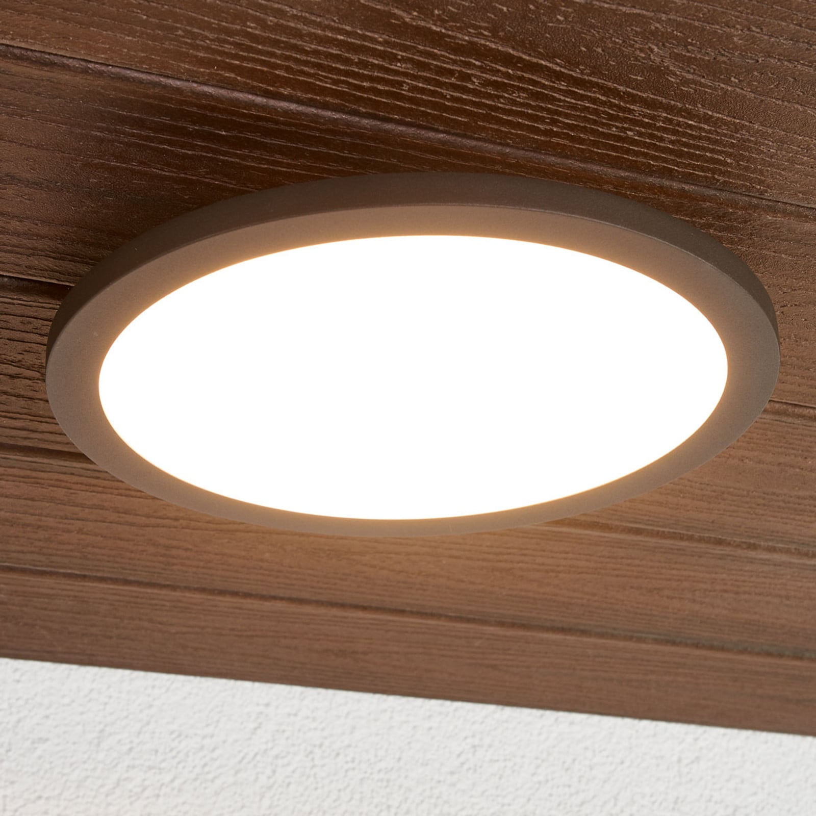Malena LED Exteriores Lámpara de Techo w/Sensor Dark Grey - Lucande - Balcón - Moderno - Aluminio - Redonda