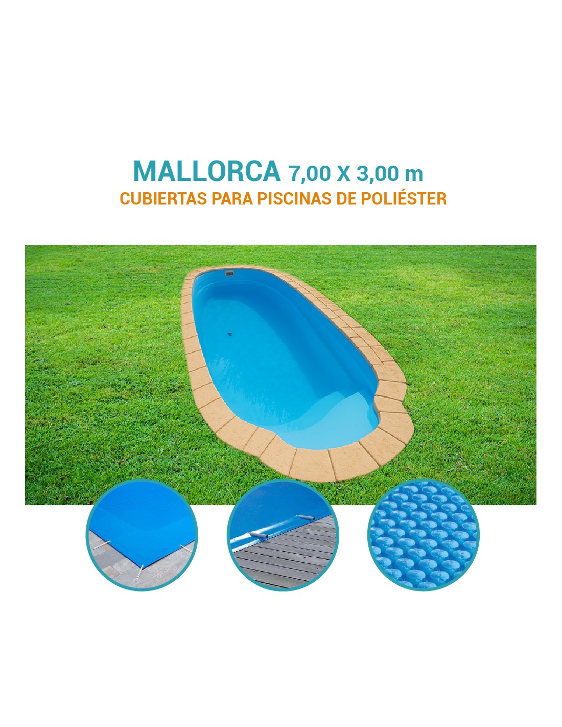Mallorca| 7,00 x 3,00m | Cubiertas piscina de poliéster Europa