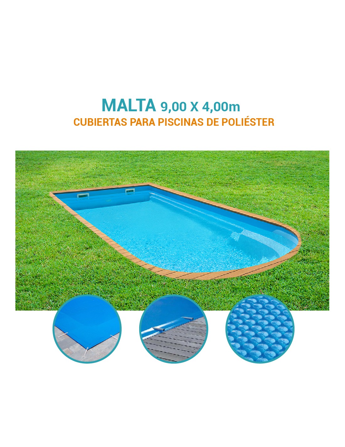 Malta | 9,00 x 4,00m | Cubiertas piscina de poliéster Europa