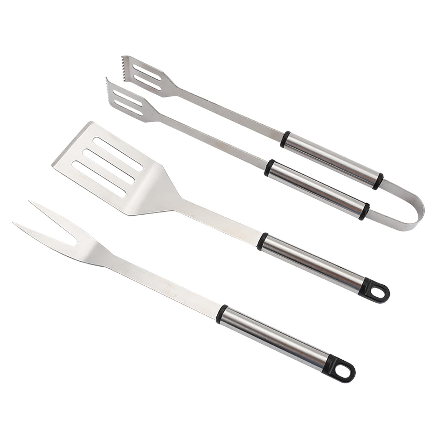 Master Grill&Party MG115 - Juego de utensilios para barbacoa con tenedor, pala y pinzas, acero inoxidable, accesorios para barbacoa de 36 cm