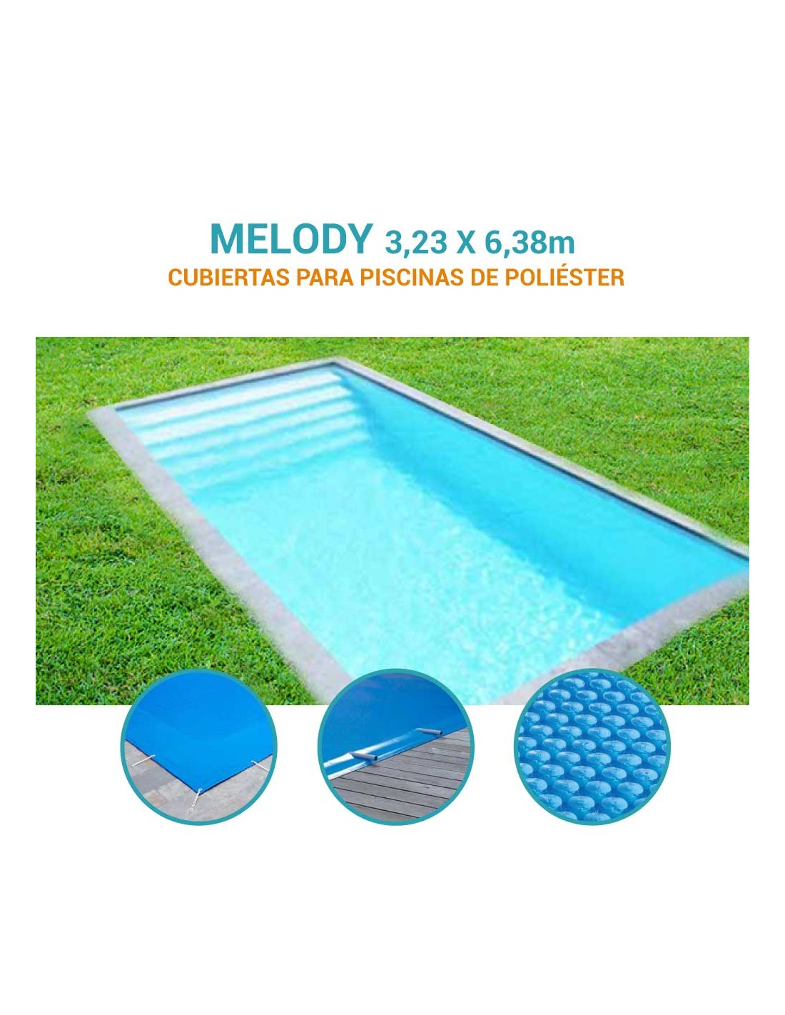 Melody 6 | 3,23 x 6,38m | Cubiertas piscina de poliéster Prodofibra