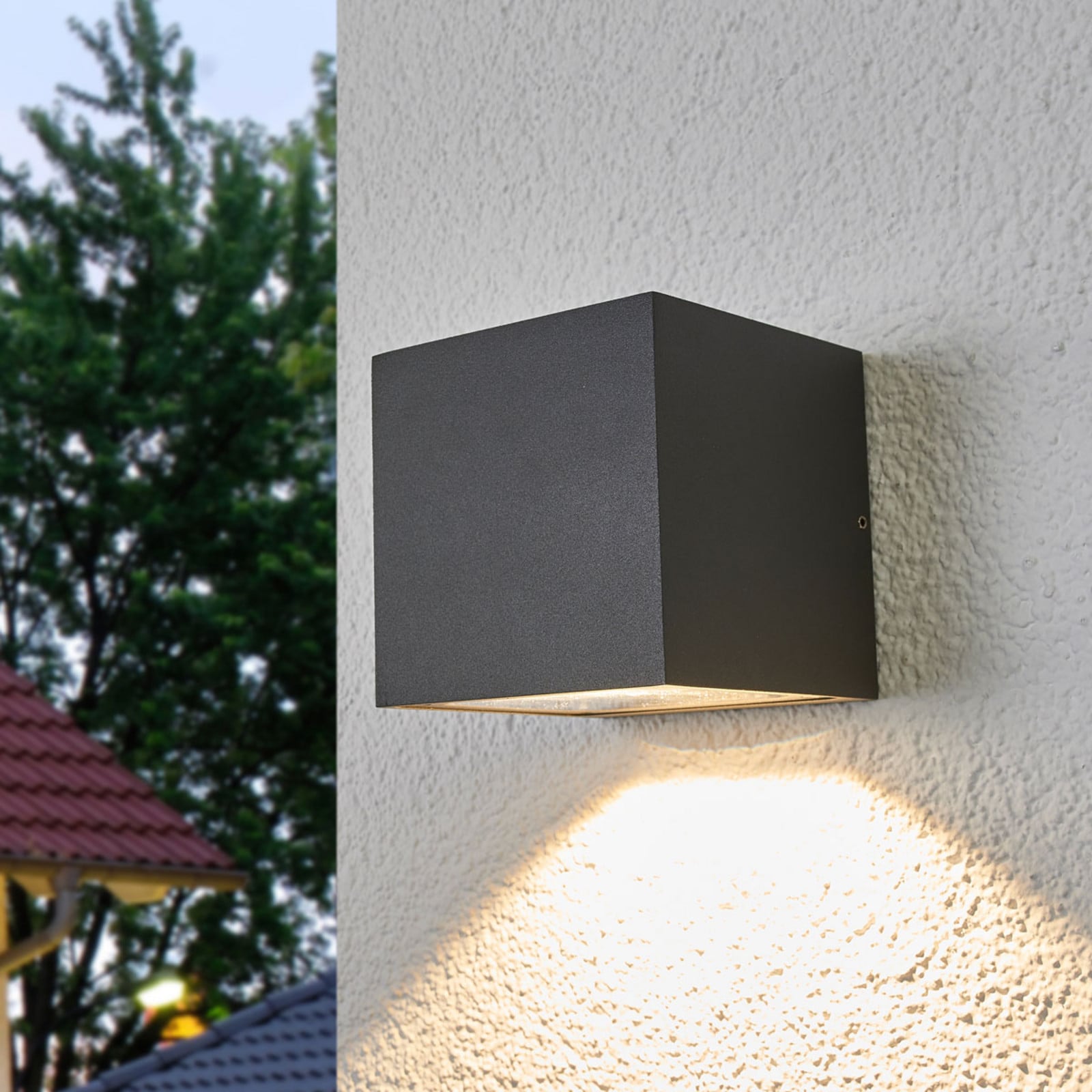 Merjem Big Down Aplique Exterior IP54 Dak Grey - Lucande - Balcón - Moderno - Aluminio - Angular