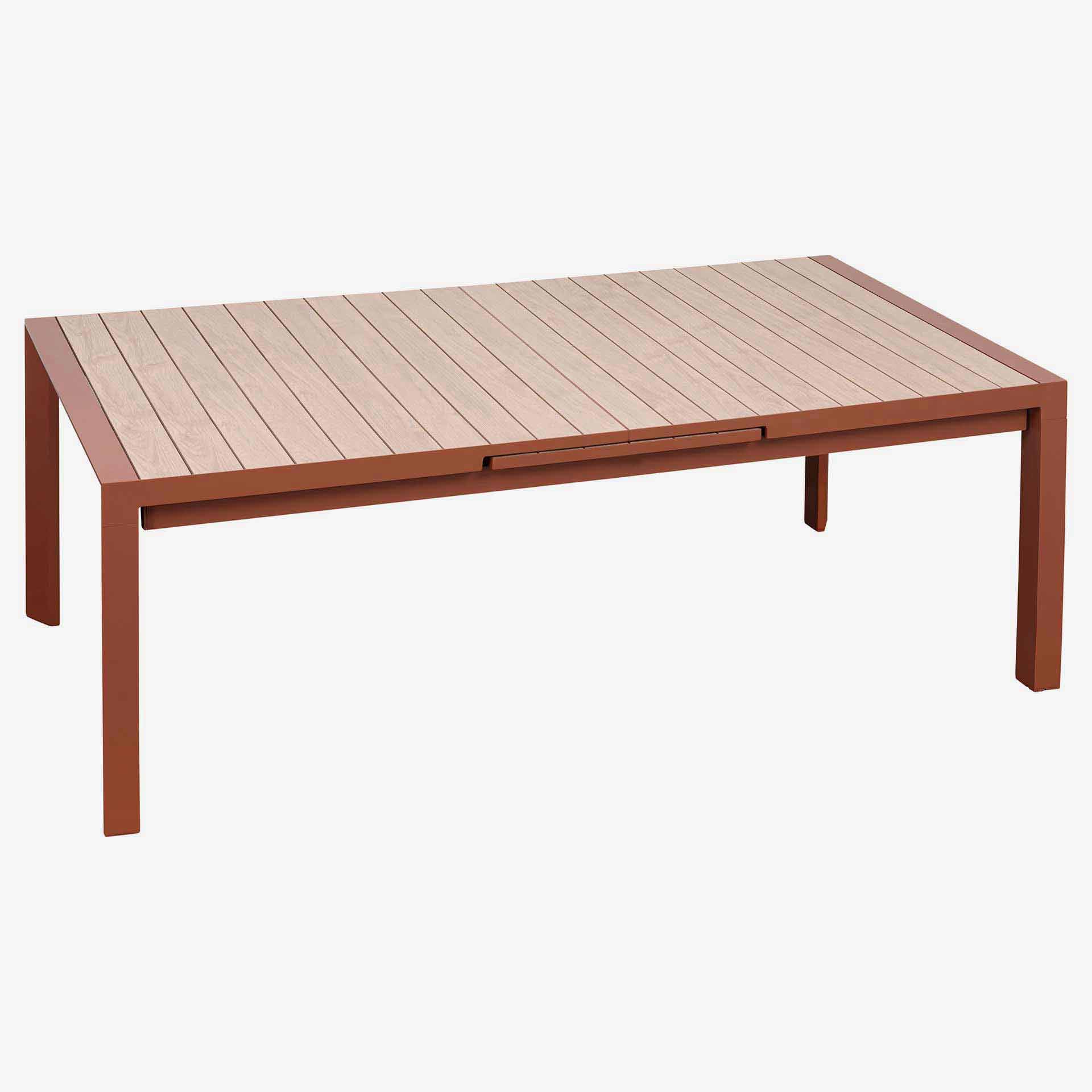 Mesa de comedor de jardín extensible de aluminio caoba Evora 214/274x110x77cm