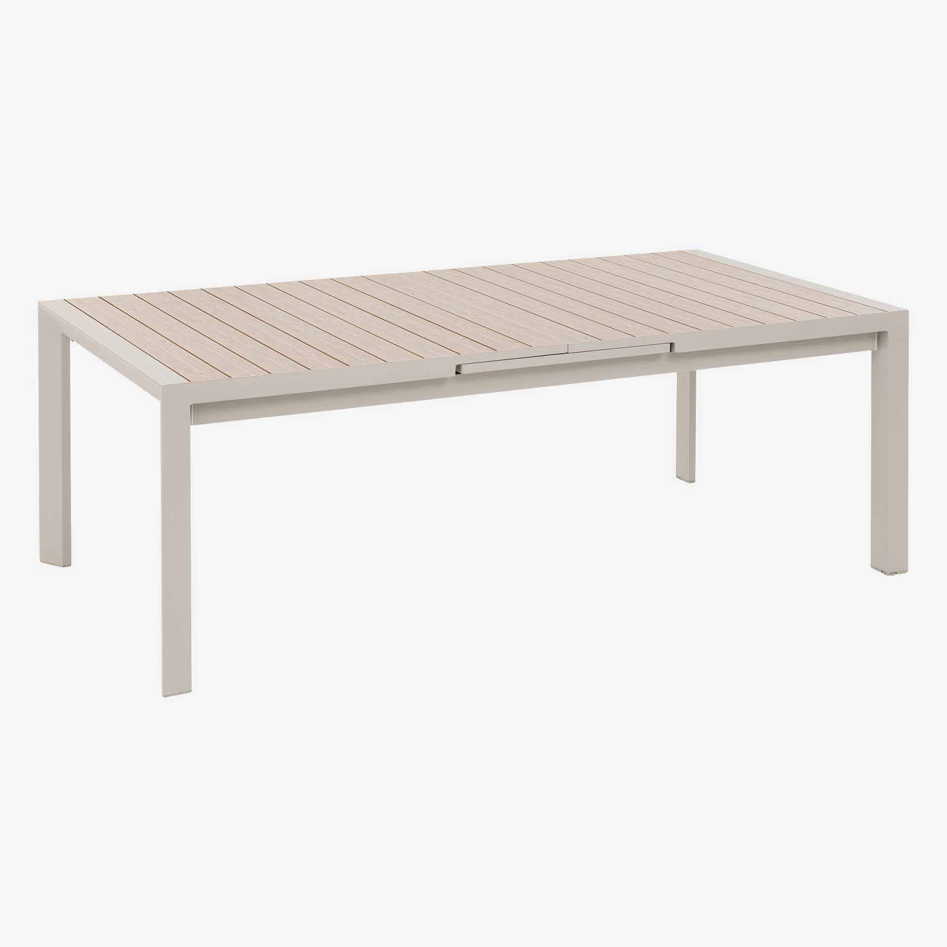 Mesa de comedor de jardín extensible de aluminio crema Evora 214/274x110x77cm