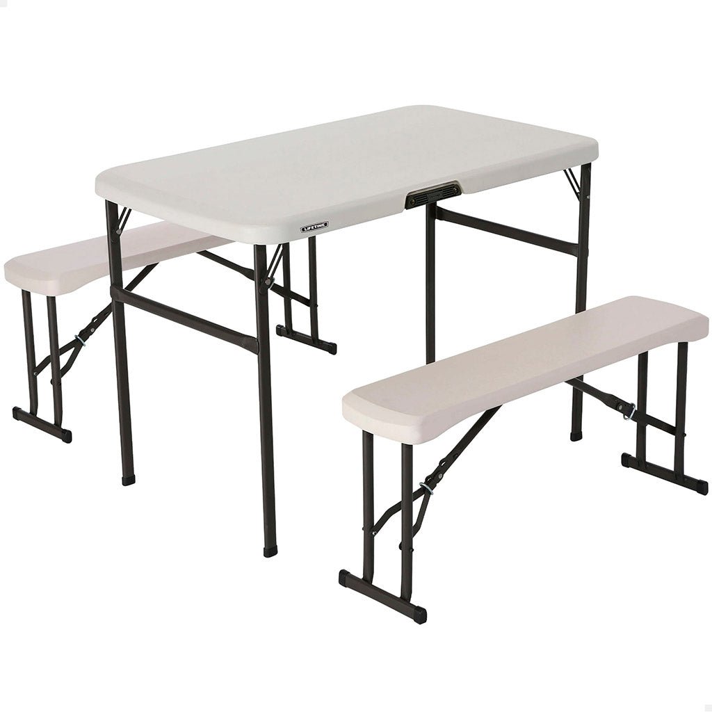 Mesa picnic plegable crema con bancos 106,5 x 61 x 73,5 cm - 92202