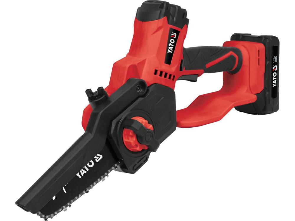 Mini motosierra a batería YATO 18V 7″ (2Ah + cargador) – motor sin escobillas, para poda y jardín