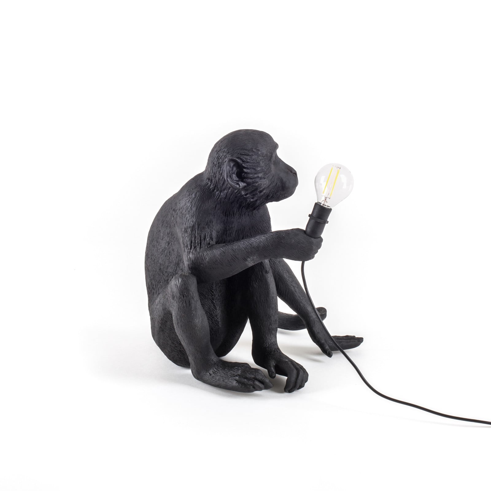 Monkey Sitting Lámpara Exterior de Sobremesa Negro - Seletti Monkey Lamp - Diseño - Plástico