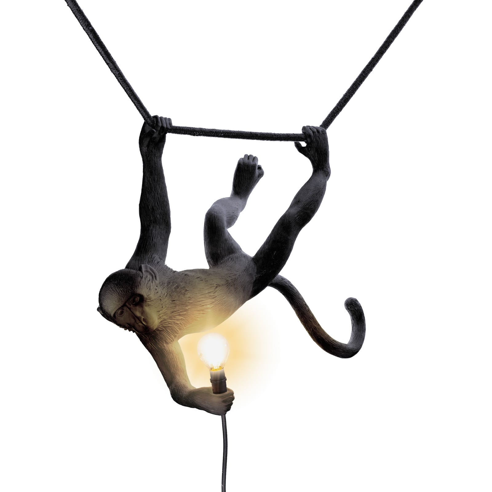 Monkey Swing Lámpara Exterior Colgante Negro - Seletti Monkey Lamp - Diseño - Plástico