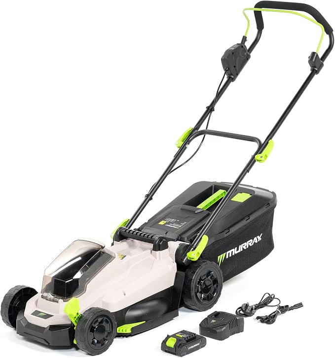 Murray Cortacésped Inalámbrico 20V Li-Ion con Motor de Inducción 2900/min MU-BAT-LM33-KIT – Ancho de Corte de 33 cm, Recogedor de Césped de 32L – 5 Niveles – Mulching, Trasera, Recogedor