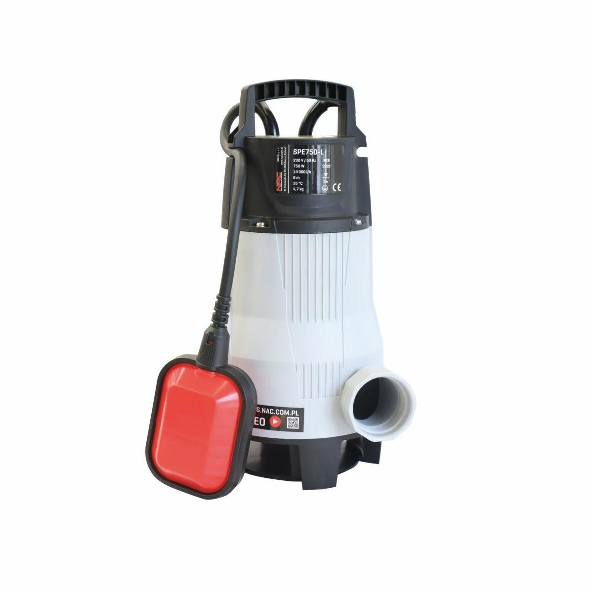 Nac SPE75D-L, Bomba de agua sucia 750W, potente y eficiente para drenaje de aguas residuales y sucias en proyectos industriales y de jardinería.