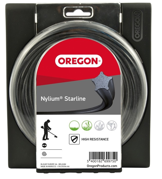 Oregon Star Hilo para Desbrozadora 2mm, Hierba, Maleza, Vegetación y más, Hilo de Nylon de Gran Resistencia, Compatible con la Mayoría de Modelos Estándar, 2.0mm x 15m (581222)