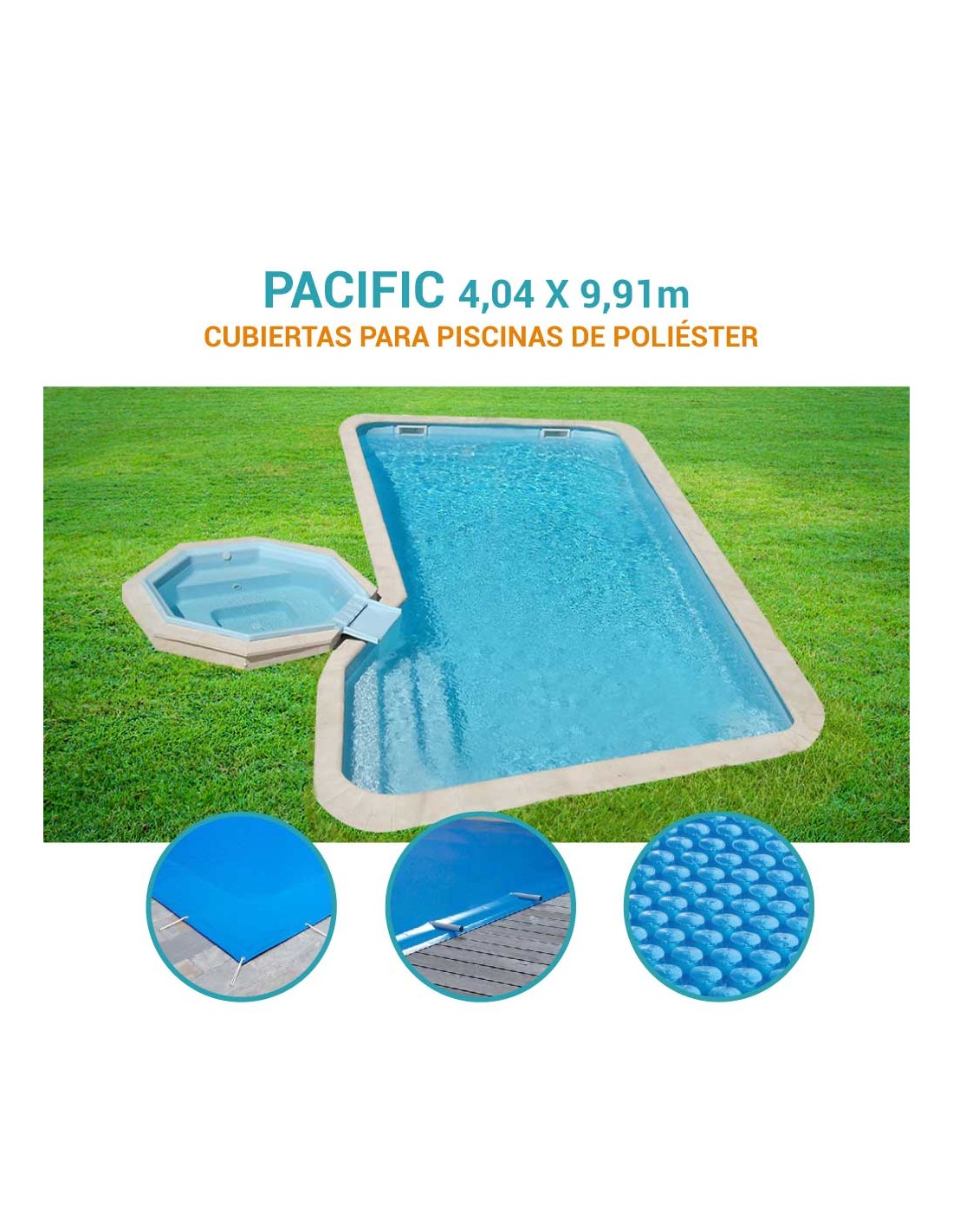 Pacific 10 | 4,04 x 9,91m | Cubiertas piscina de poliéster Prodofibra