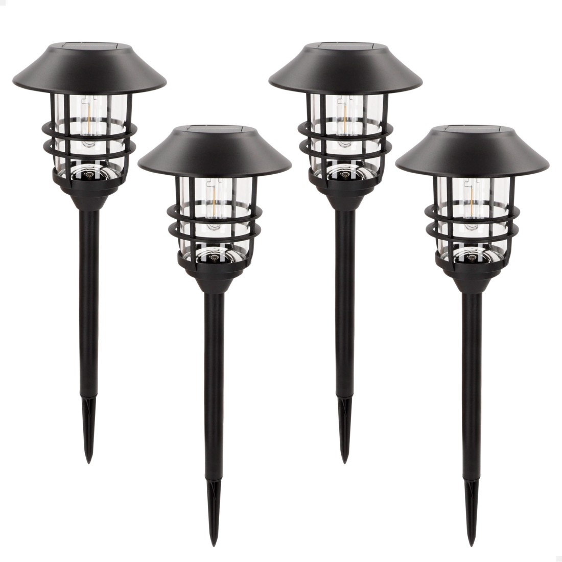 Pack 4 balizas led solares luz cálida 6 lúmenes ip44