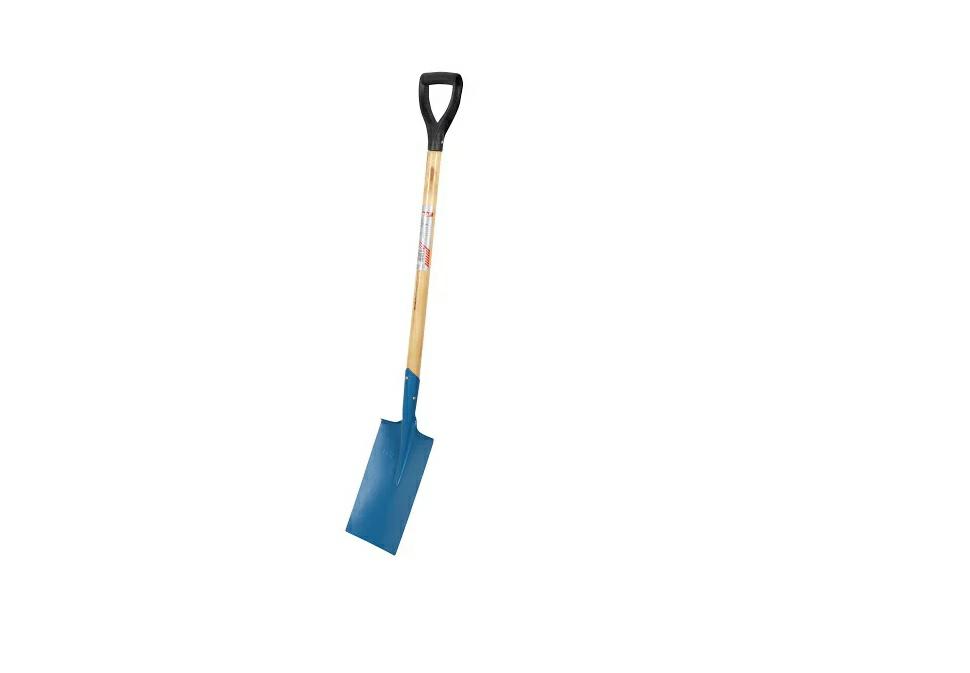 Pala de jardín con mango de madera, 115 cm, cabeza de acero azul, resistente