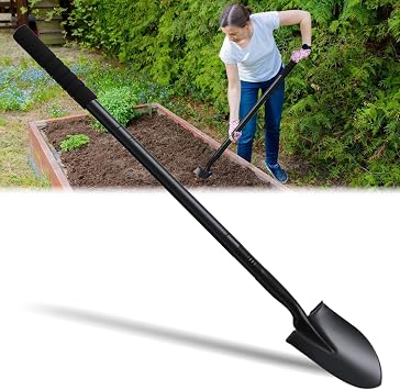 Pala jardineria pequeña con Ajustable Mango metálico de 110cm, Mini Pala Desmontable para jardinería Camping Supervivencia,Negro