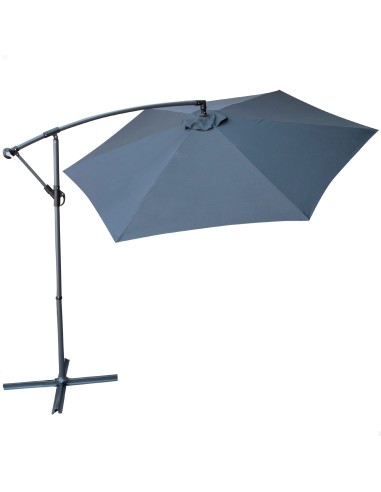 Parasol excéntrico banana ø300 cm gris mástil acero