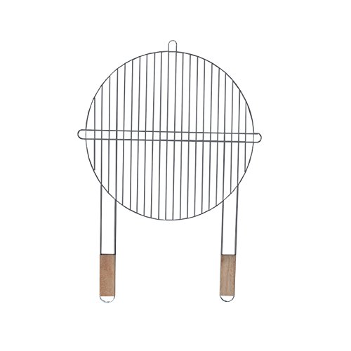 Parrilla redonda de 46 cm con 2 asas de madera, acero cromado