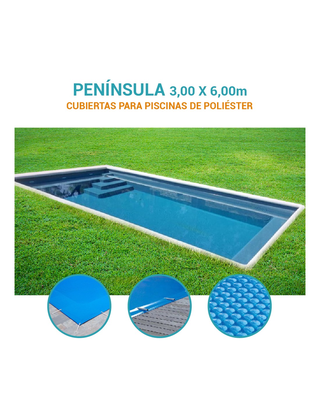 Península | 3 x 6m | Cubiertas piscina de poliéster Coinpol