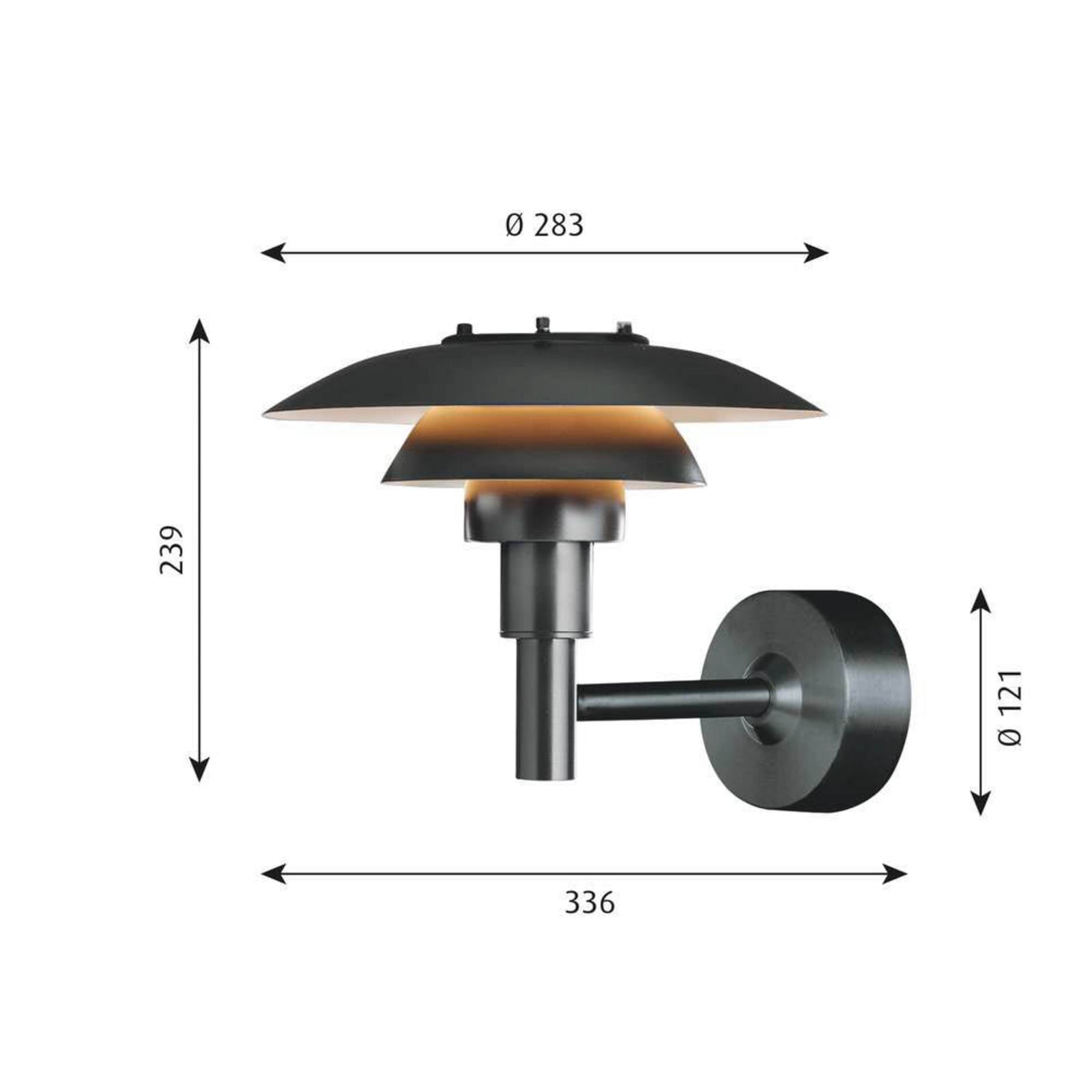 PH 3-2½ En el exterior Aplique de Pared V2 Black - Louis Poulsen - Terraza - Aluminio