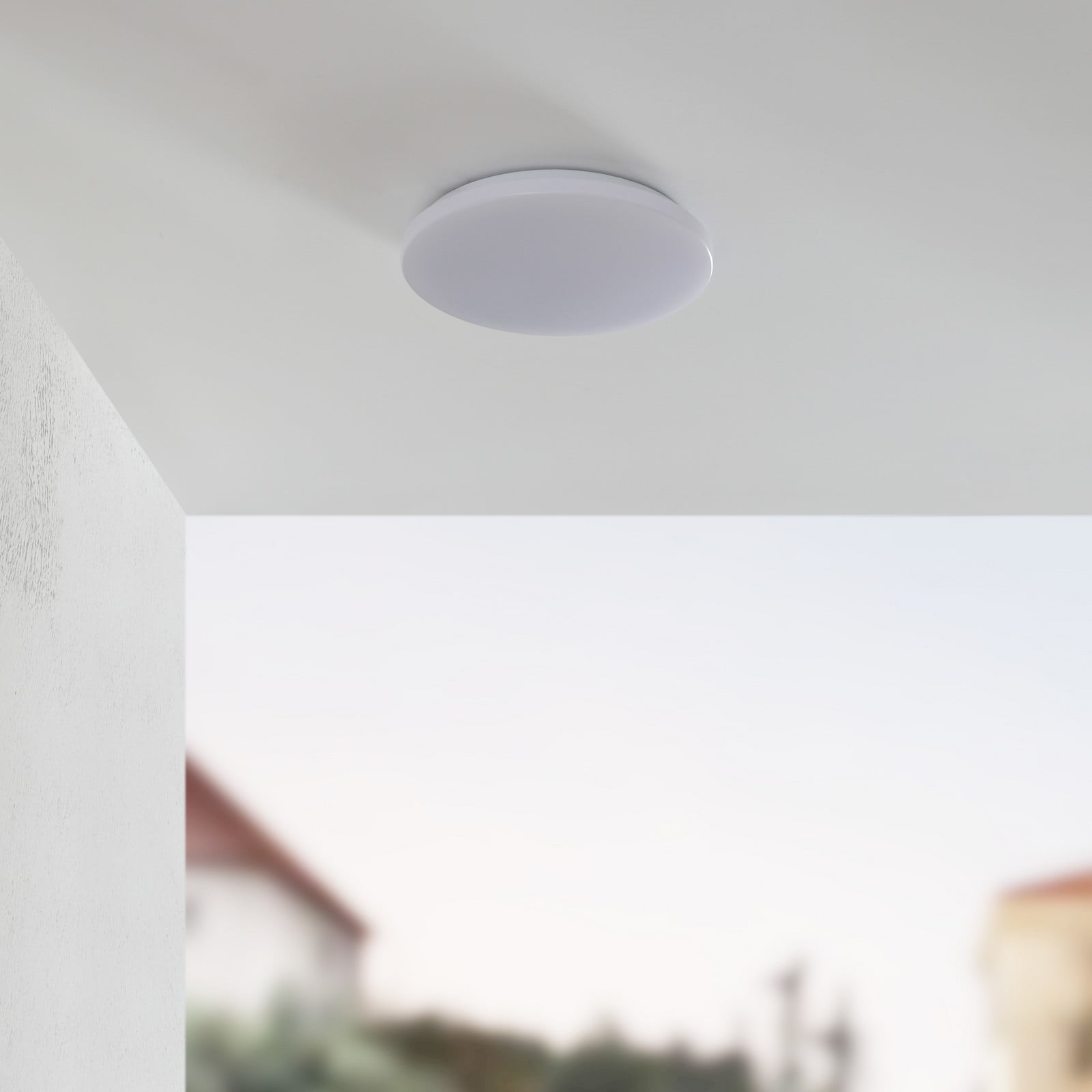 Plafón LED Doki 4000 K Ø34 IP44 Blanca - Lindby - Balcón - Plástico - Redonda