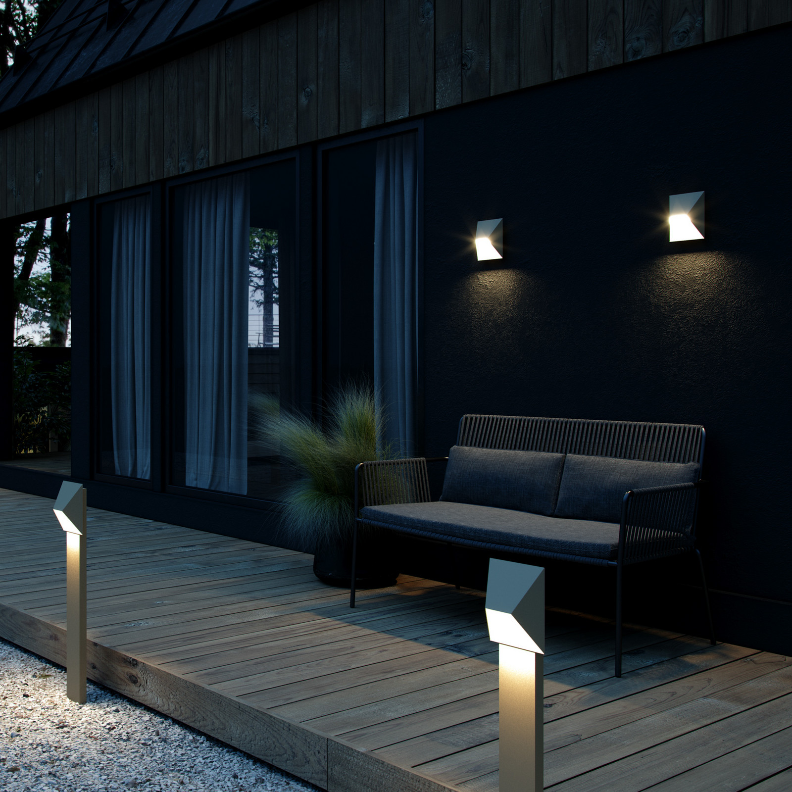 Pontio 15 Aplique Exterior Sanded - Nordlux - Moderno - Metal - Angular