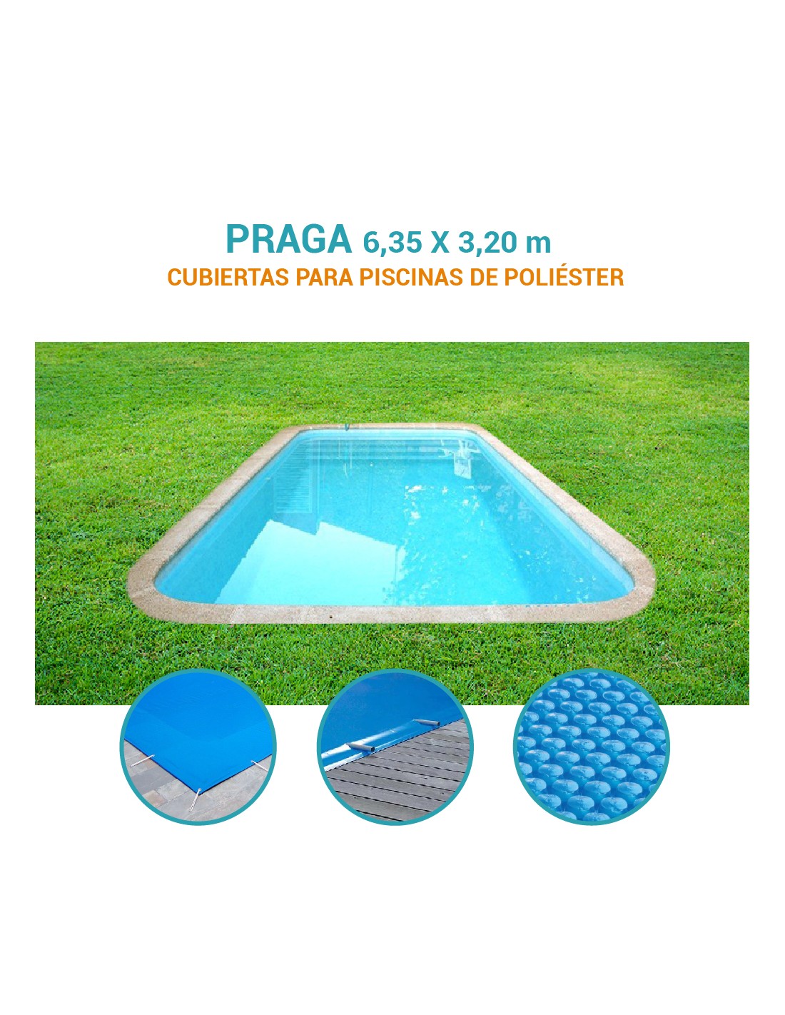 Praga | 6,35 x 3,20m | Cubiertas piscina de poliéster Europa