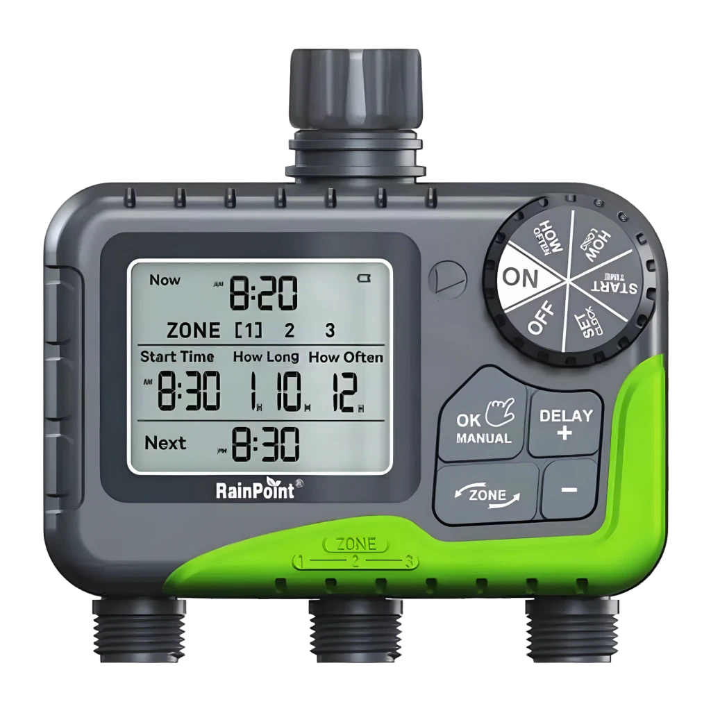 Programador de riego RainPoint 3 Zonas 4× pilas AA ITV305