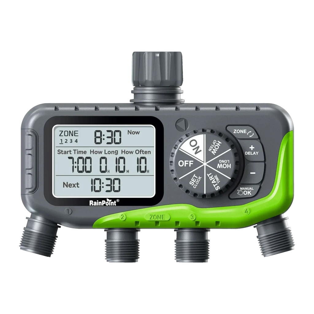 Programador de riego RainPoint IP65 4 zonas independientes 4 pilas AA ITV447