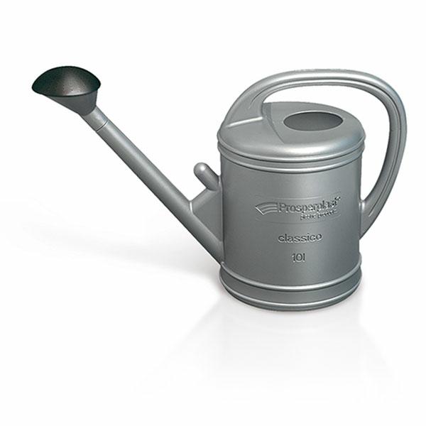 Regadera de plástico ovalada plateada 10 L Classic para riego de plantas