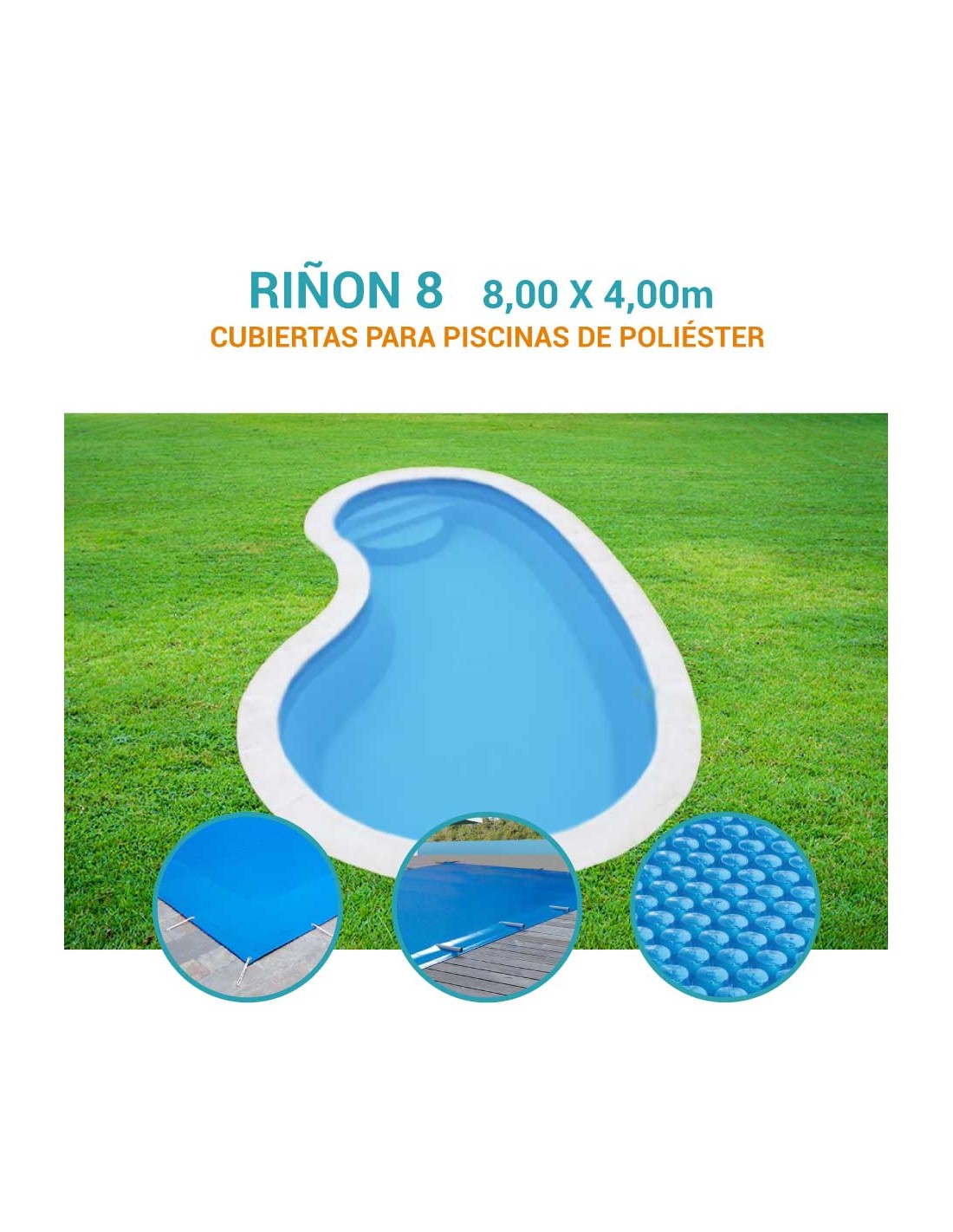 Riñon 8 | 4 x 8m | Cubiertas piscina de poliéster Norgalicia