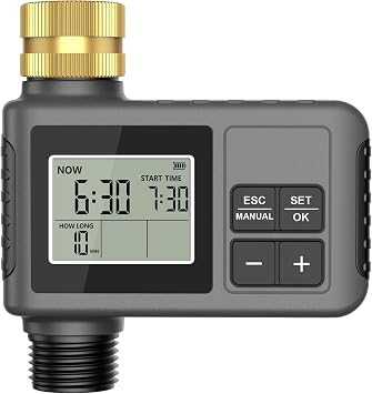 RIOGOO Temporizadores de Grifo para Manguera de jardín Exterior, Temporizador programable para aspersores con retardo por Lluvia (1 Outlet Water Timer)