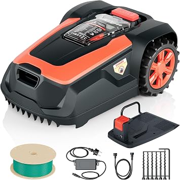 Robot Cortacésped con Cables Perimetrales 1400 m², Pendiente 47%, Altura de Corte 25-65 mm, Control por App, Sensor de Lluvia