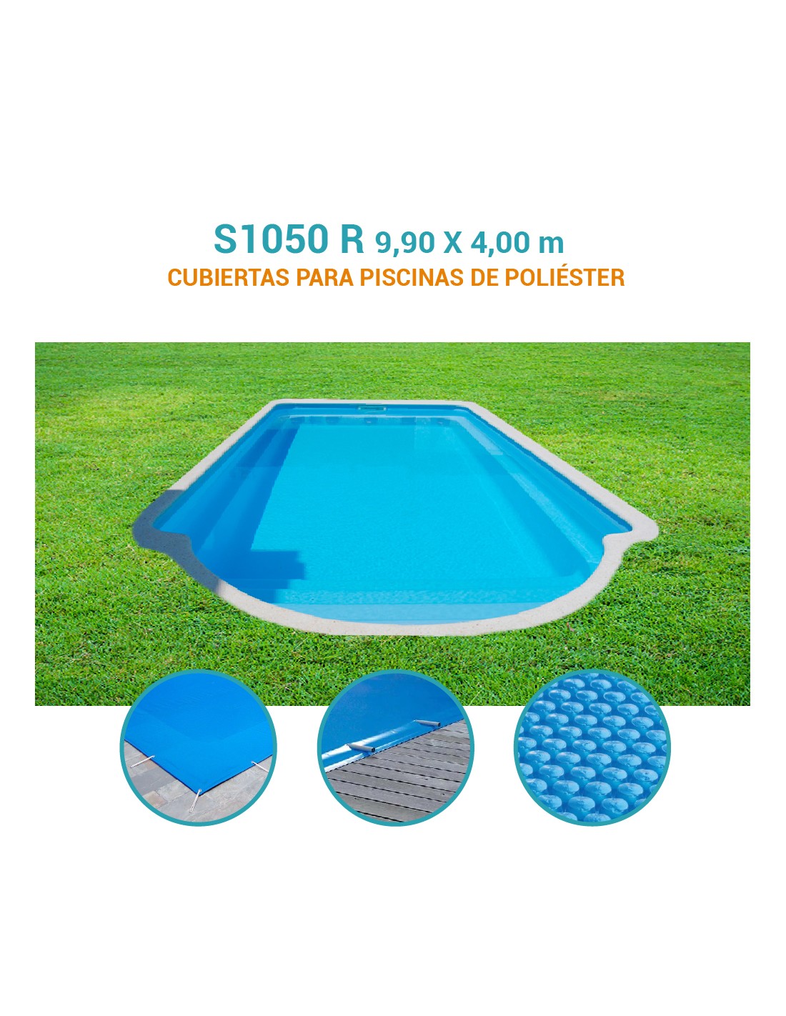 S1050R | 9,90 x 4,00m | Cubiertas piscina de poliéster Europa