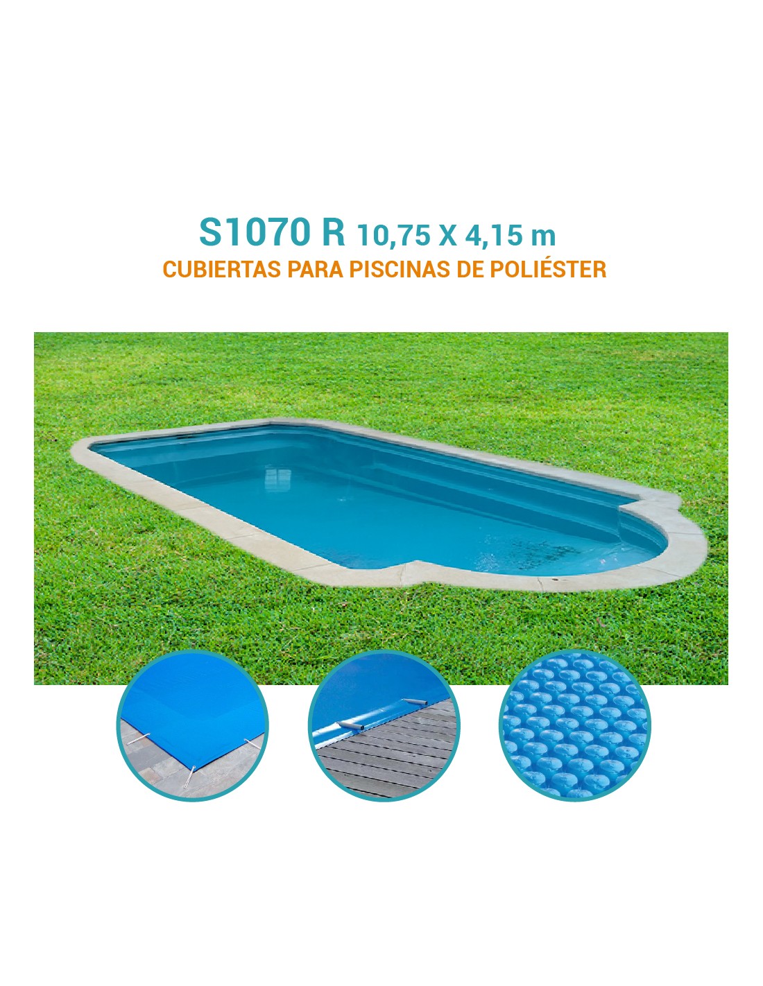 S1070R | 10,75 x 4,15m | Cubiertas piscina de poliéster Europa