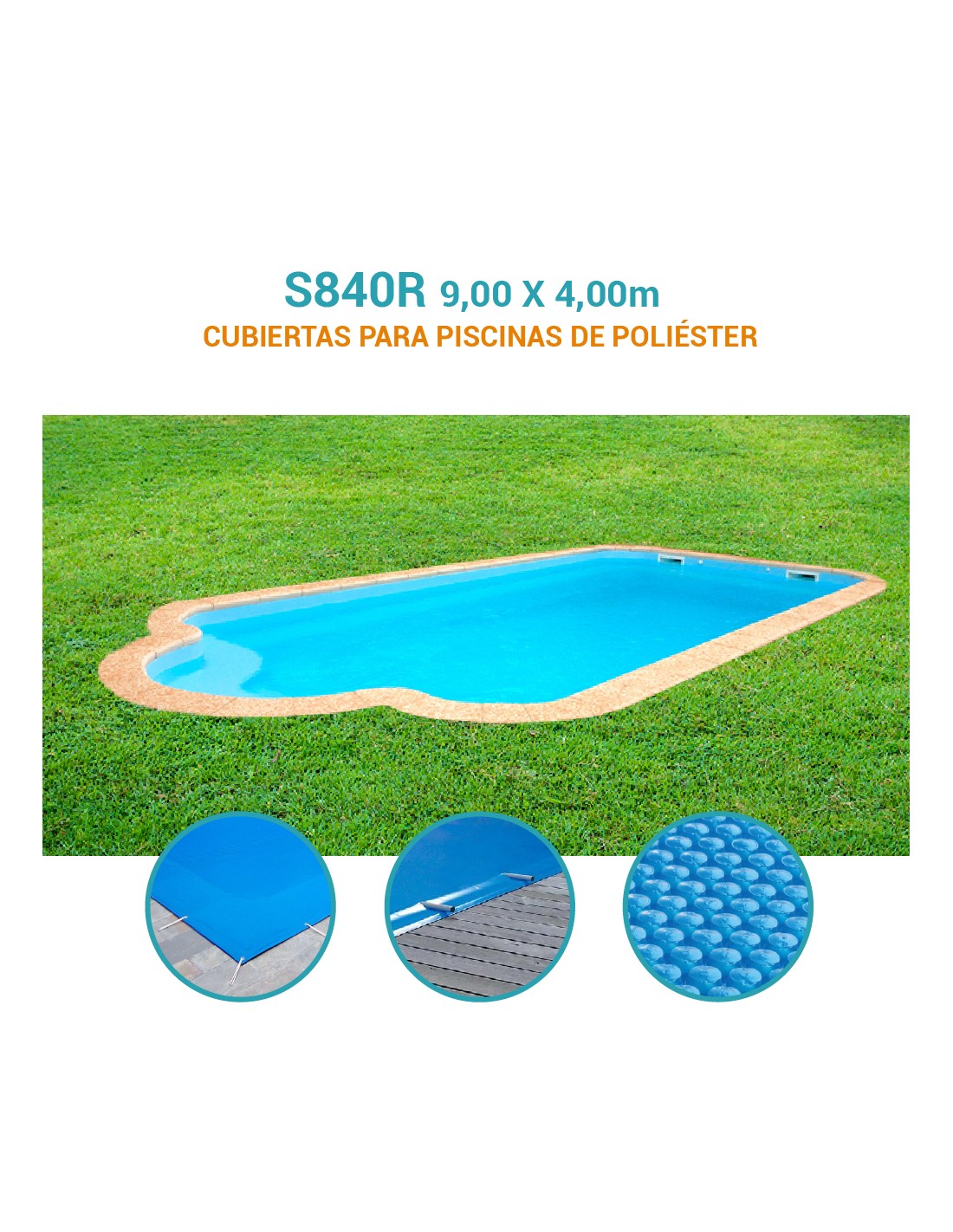 S840R |9,00 x 4,00m | Cubiertas piscina de poliéster Europa