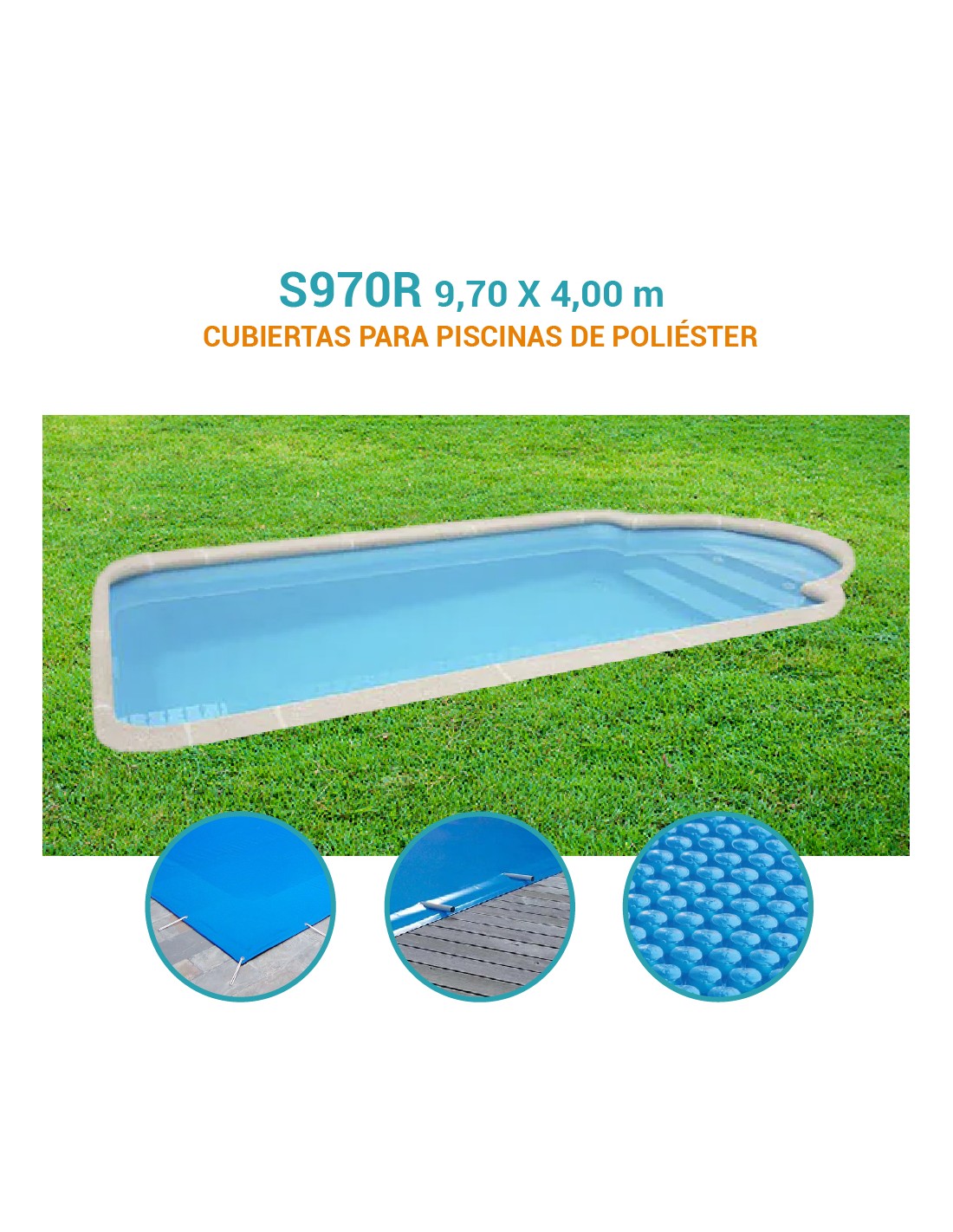S970R | 9,70 x 4,00m | Cubiertas piscina de poliéster Europa