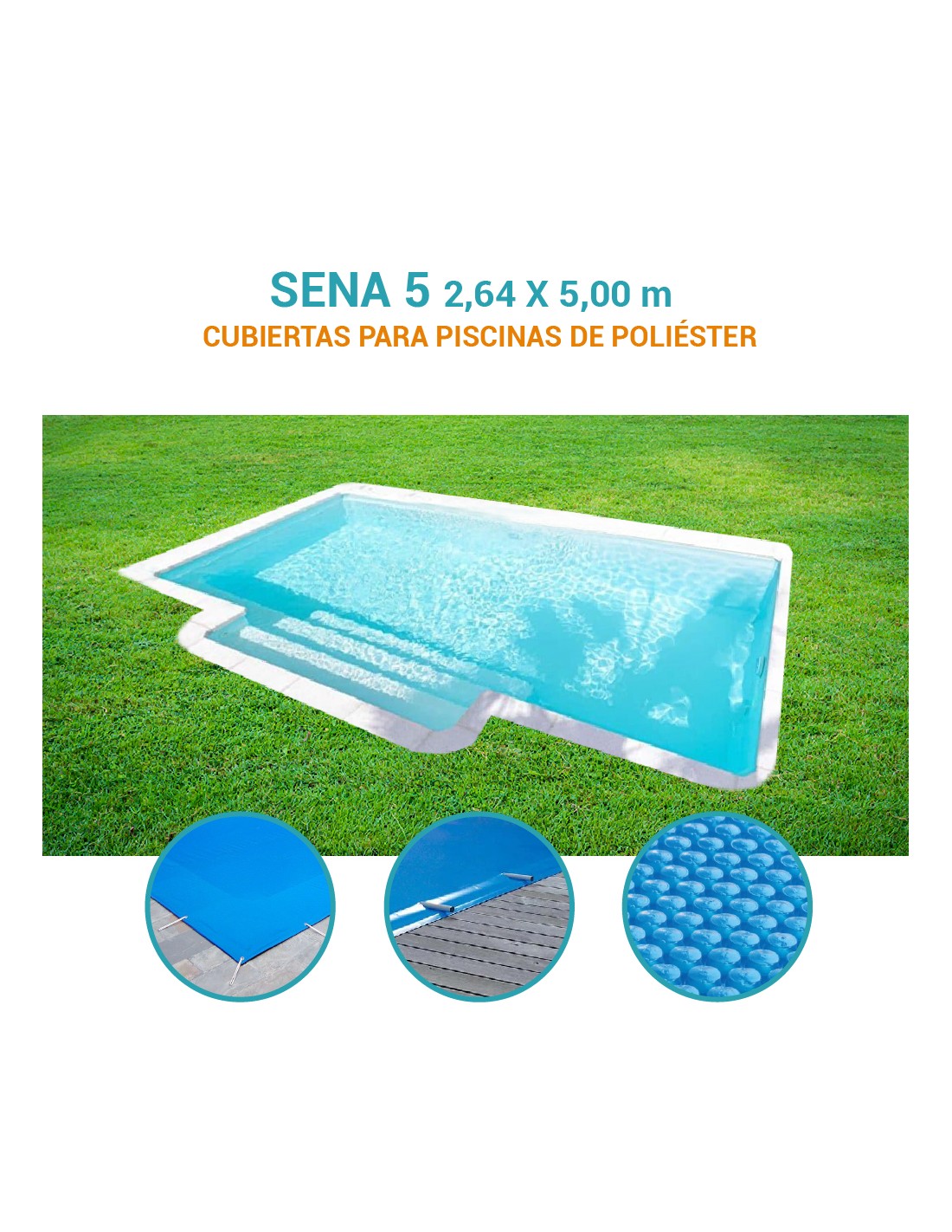 Sena| 5 x 2,64m | Cubiertas piscina de poliéster DTP