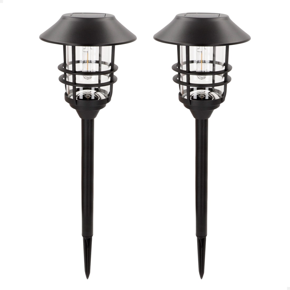 Set 2 balizas led solares luz cálida 6 lúmenes ip44